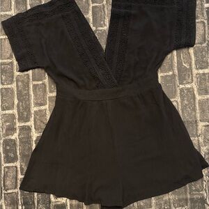 Forever 21 Black Lace Trim Romper